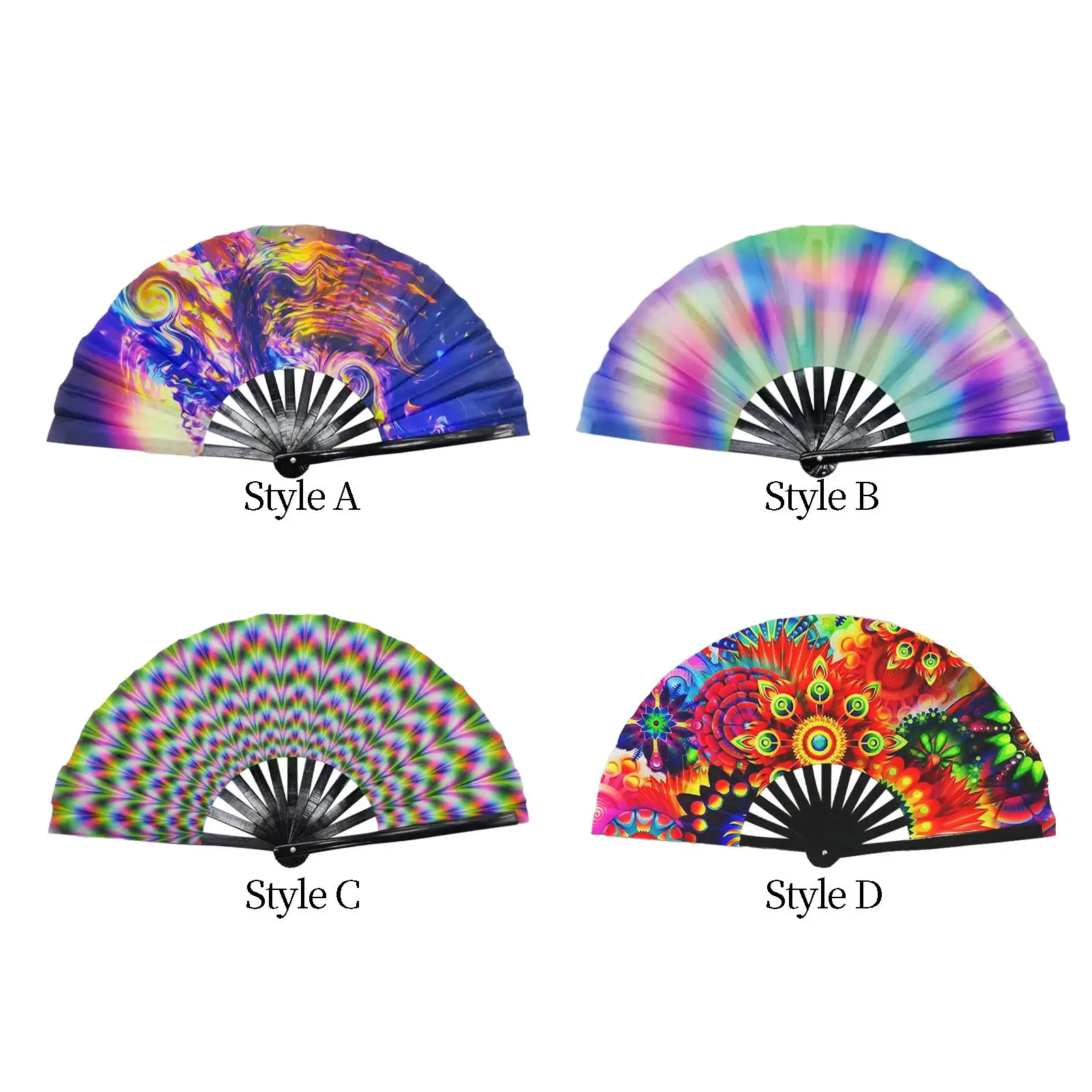 

Large Rave Folding Hand Fan Fluorescent Effects Chinese Kung Fu for Roles Play Festivals Bars Party Supplies Theater