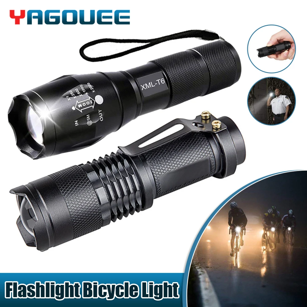 

7W 3000LM 3 Mode Flashlight Bicycle Light Clip LED Cycling Front Bike Lights Torch Waterproof Zoom USB Rechargeable Flash Light