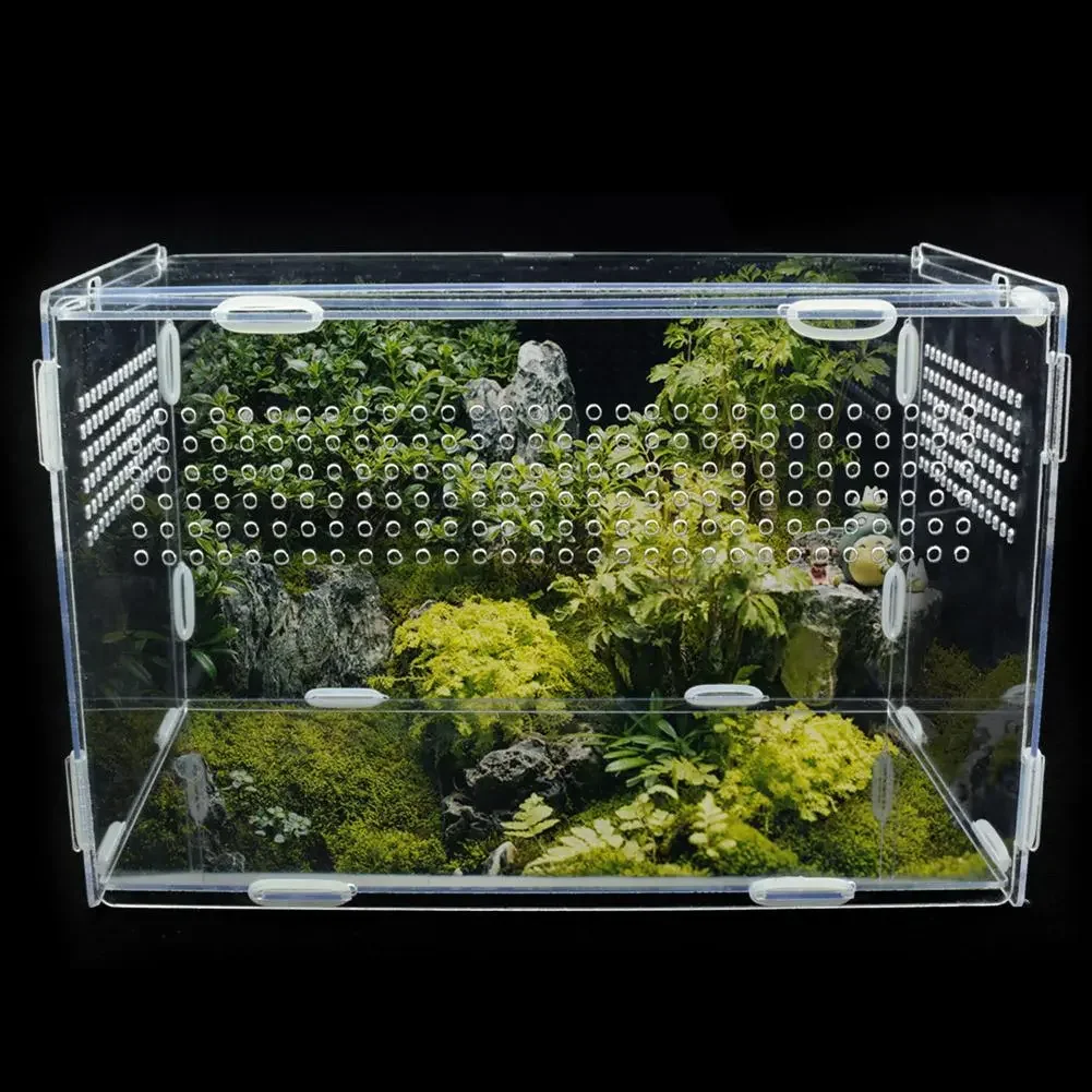 

Acrylic Transparent Terrarium High Breeding Box Reptile Box Feeding Climbing Transparent 360 Degree Magnetic Pet