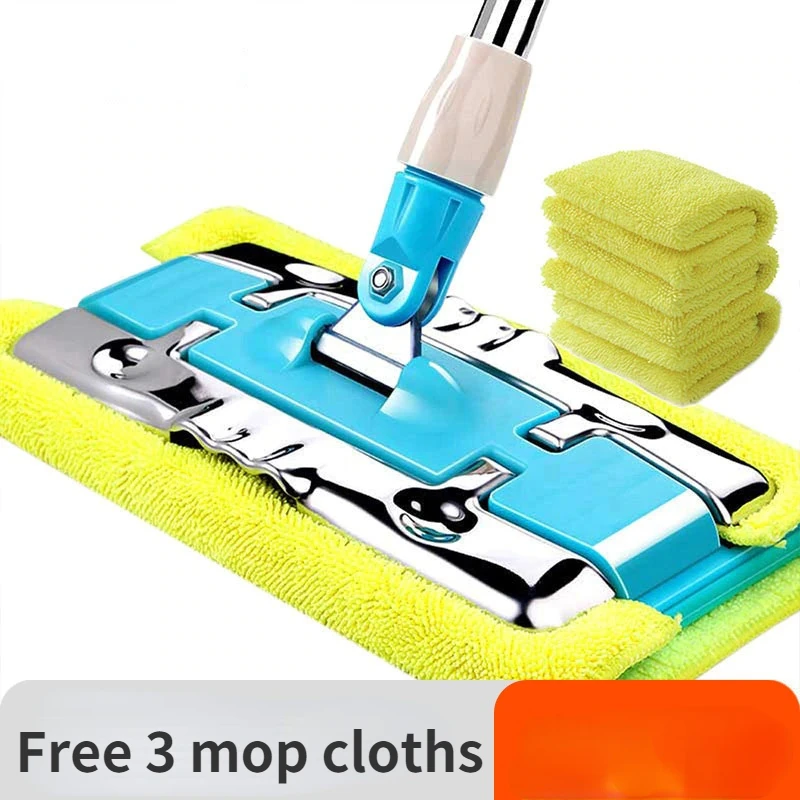 

Wonderlife Wet Mops High Quality Clamp Mop Microfiber Cloth Wood Tiles Floor Mop Rotating Dust Flat Lazy Mop Large Steady Mop