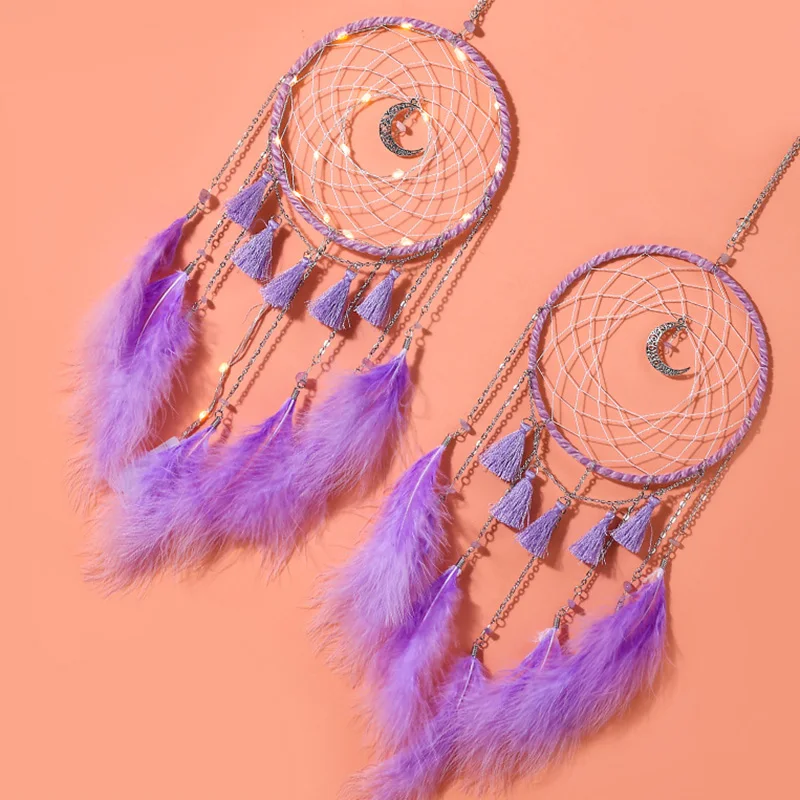 Светодиодная лампа Летающий Ловец снов освещение ручной работы подарок перо