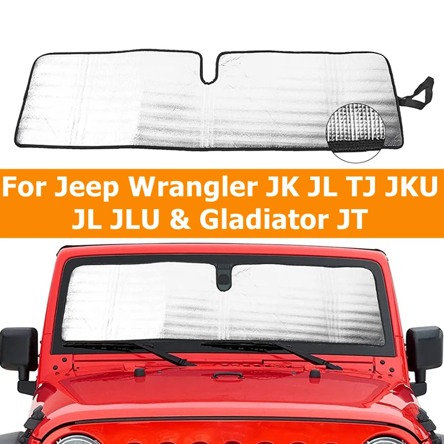 

For Jeep Wrangler JK JL TJ JKU JLU & Gladiator JT Rubicon Sahara Windshield Sunshade Sun Shade Heat Shield Sun Visor Mat