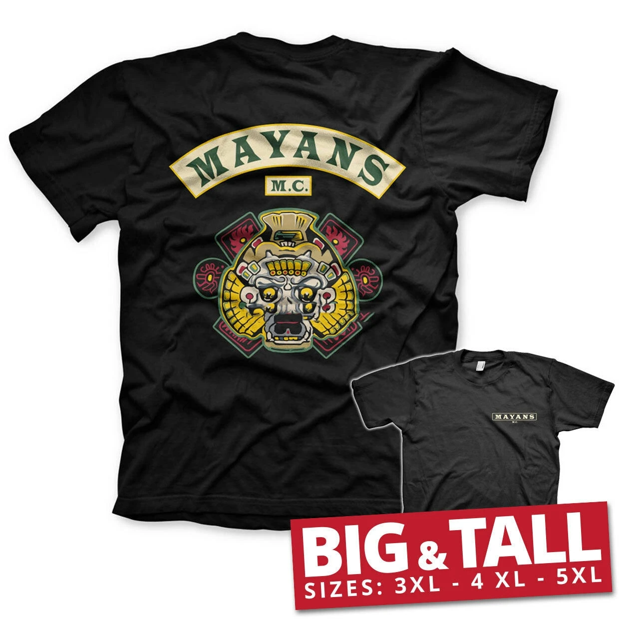 

Officially Licensed Mayans M.C Backpatch Big & Tall 3Xl4Xl5Xl Men'S T-Shirt