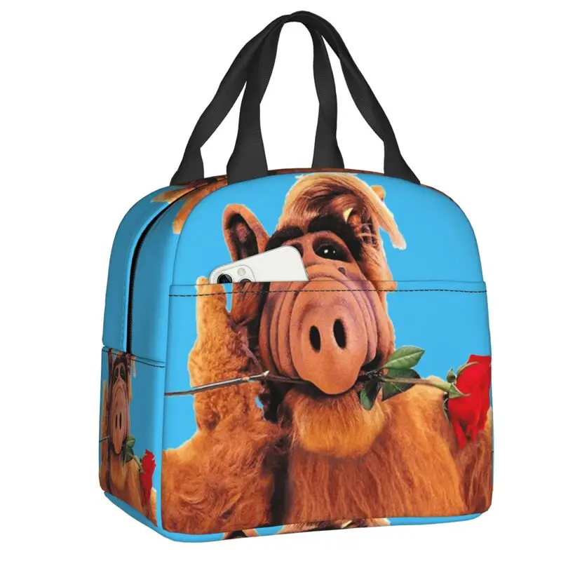 

Изолированная сумка для ланча Alf Tv Show для улицы, для пикника, научной фантастики, форма Alien Life, многоразовая термоохлаждающая коробка для лан...