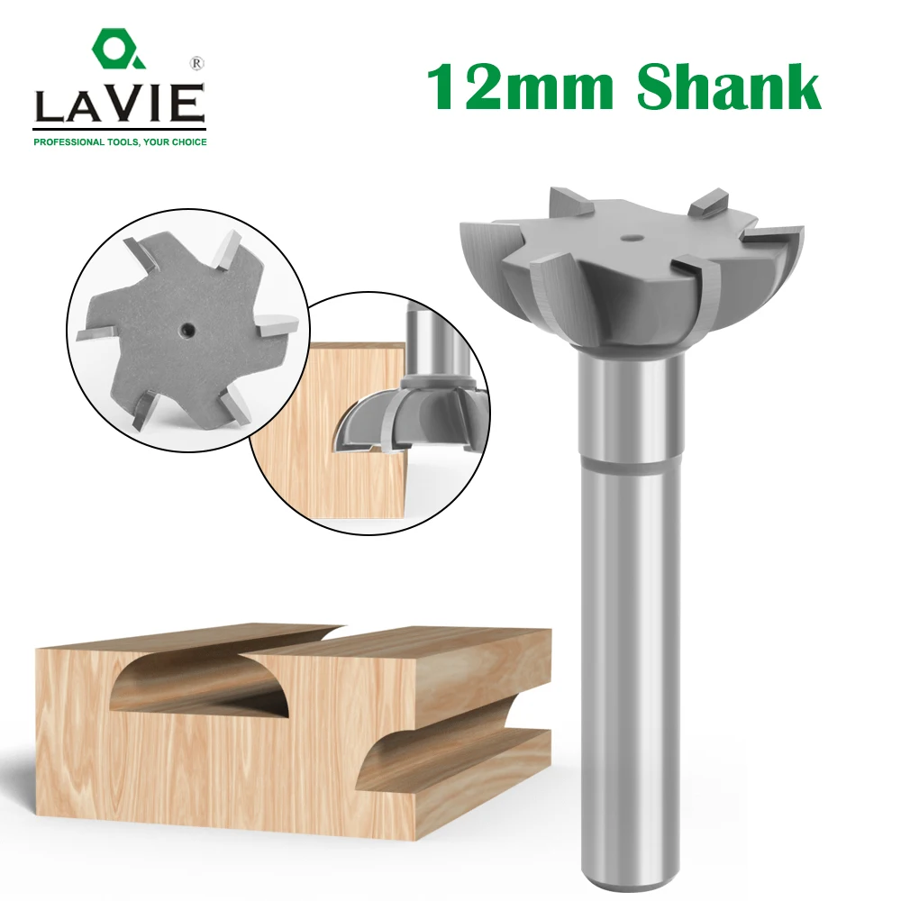 LAVIE 12mm Shank Alloy Cove Bit 6 Edge Finger Grip Router Bit Milling Cutter for Woodworking Engraving Machine C12134Z640GY 