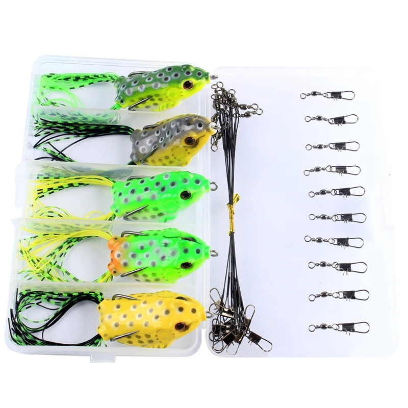 

Fishing Lure Set Thunder Frog Fake Lure Sequin Single Hook Bionic Frog With Front Wire Eight Character Ring Bait