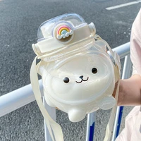 1000ml summer large capacity water bottle with straw kawaii bear tea milk sport drinking cup for children girl school 3d sticker