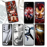 marvel phone case for samsung galaxy s7 s8 s9 s10e s21 s20 fe plus case soft silicone cover marvel heroes assembly spider man