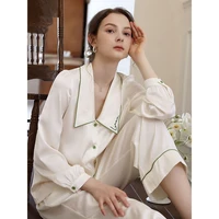 houzhou pj sets for women solid color embroidery pajamas luxury brand fashion clothes spring autumn sleepwear pyjamas home wear