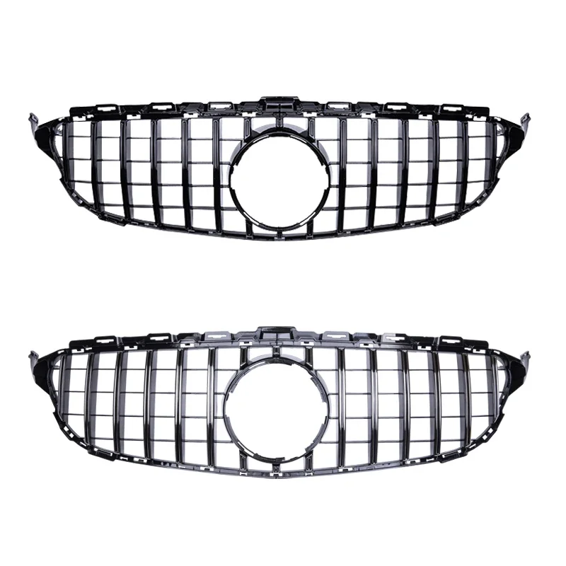 Решетка для переднего бампера решетка Mercedes Bens C Class W205 GT серебристая/глянцевая