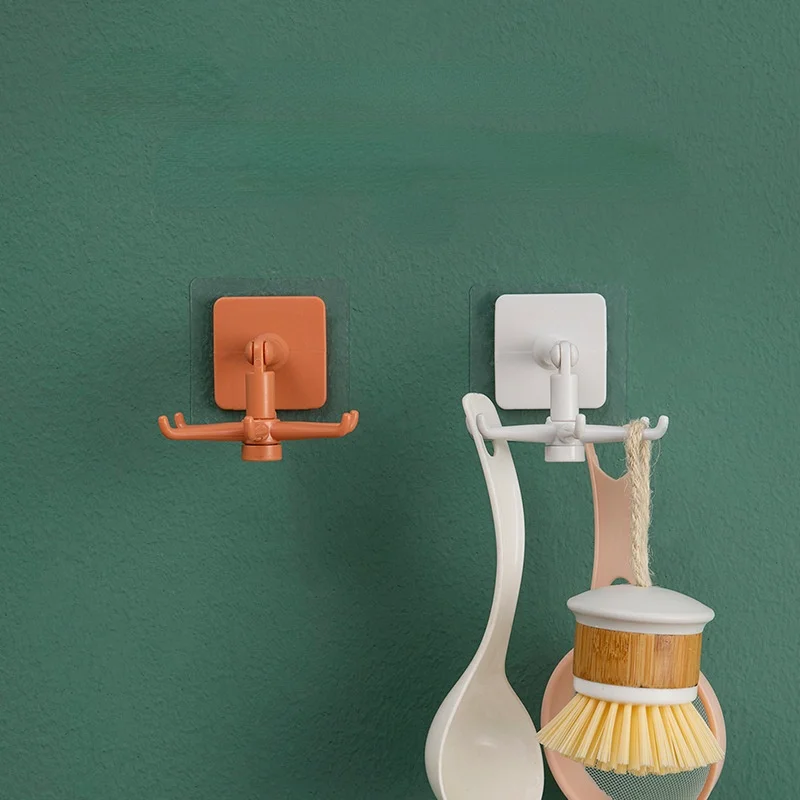 

Kichen Organizer 360 Degrees Rotatable Self Adhesive Hook Wall Hanging Under The Cupboard Pot Shovel Spoon Storage Rack