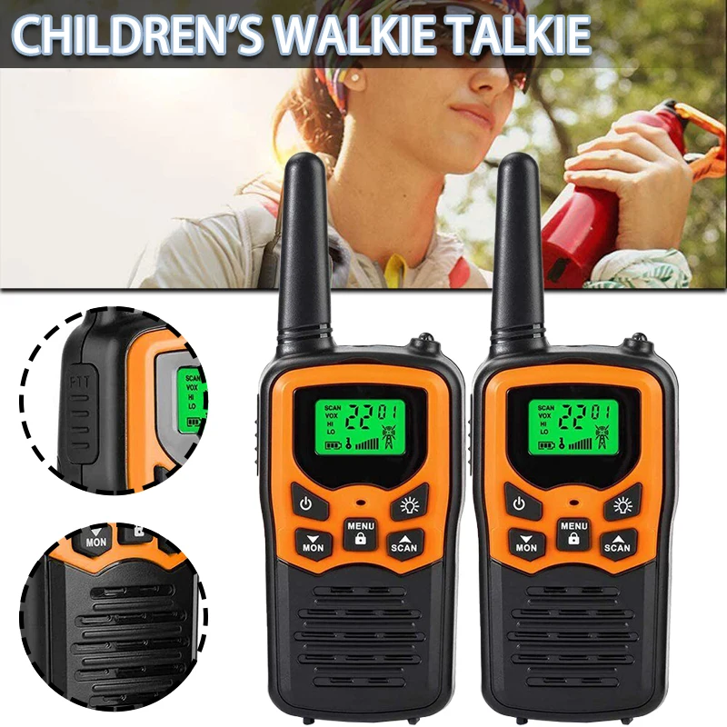 2Pcs Handheld Walkie Talkie Kids Two-way Radio Set UHF 400-470MHz Long Range  Made of Hard and Durable ABS Material Drop-Proof
