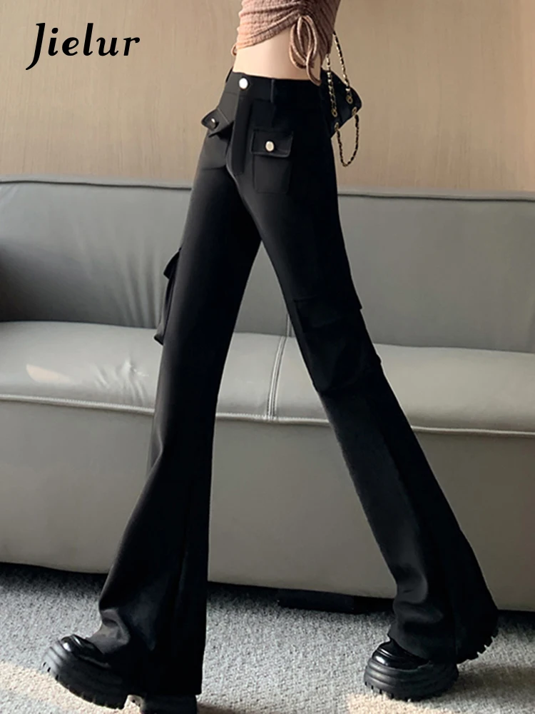 Jielur Женские брюки на молнии с разрезами пуговицах модные корейские повседневные