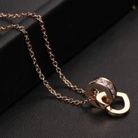 grier summer elegant crystal choker fashion stainless steel rose gold heart pendant necklaces for women jewelry