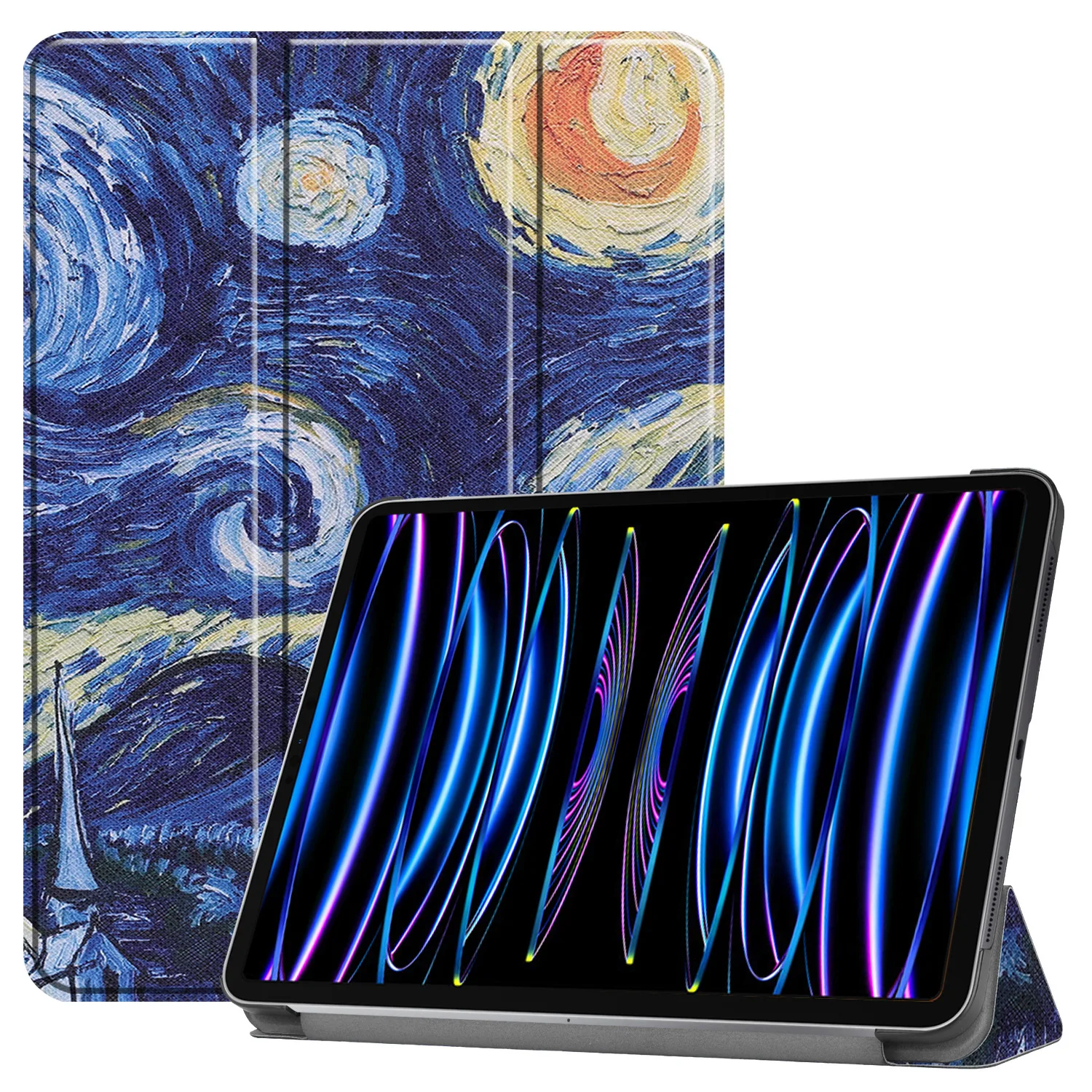 

Magnetic Ipad Case For Ipad Mini6 5 4 Air3 4 5 Ipad7 8 9 10th 10.9 For Pro 11 1 2 3 4th Pro 10.5 2017 Three Fold Painted Cover