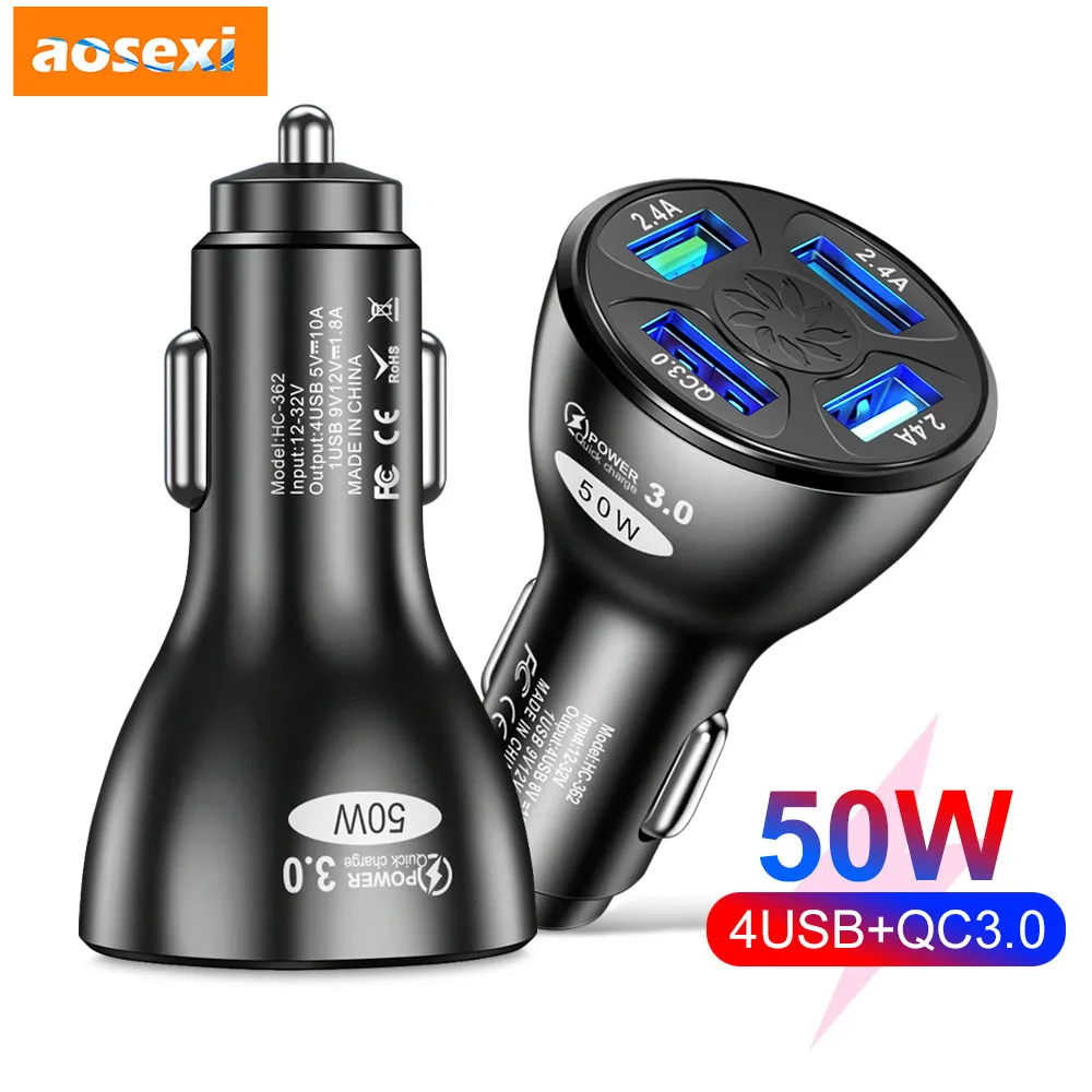 

Автомобильное зарядное устройство с 4 USB-портами, 40 Вт, 5 А