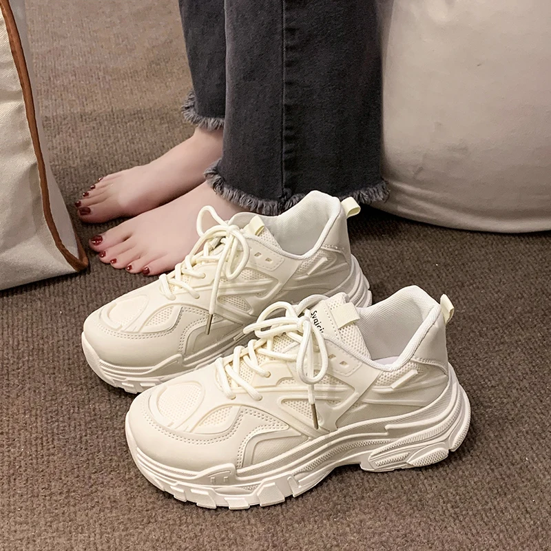 

Shoes Woman Flats Clogs Platform Casual Female Sneakers Autumn Round Toe Wedge Basket 2023 All-Match Modis Dress Creepers Small