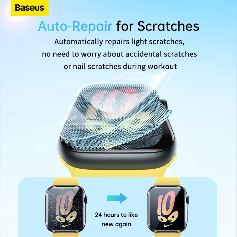 Фото Baseus 2 шт. нано-защитная пленка для Apple Watch 10 8 7 6 SE SE2 5 4 Мягкая гидрогелевая защитная пленка 40/41/44/45 мм с полным покрытием №2