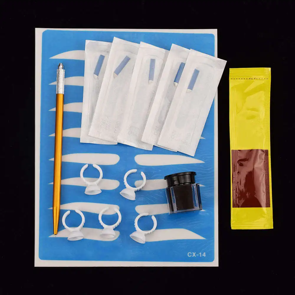 

1 Set Microblading Tebori Makeup Tattoo Kits Manual Pen Eyebrow Practice Pigment Set with Needle Blade Ink Ring Body Art Tools