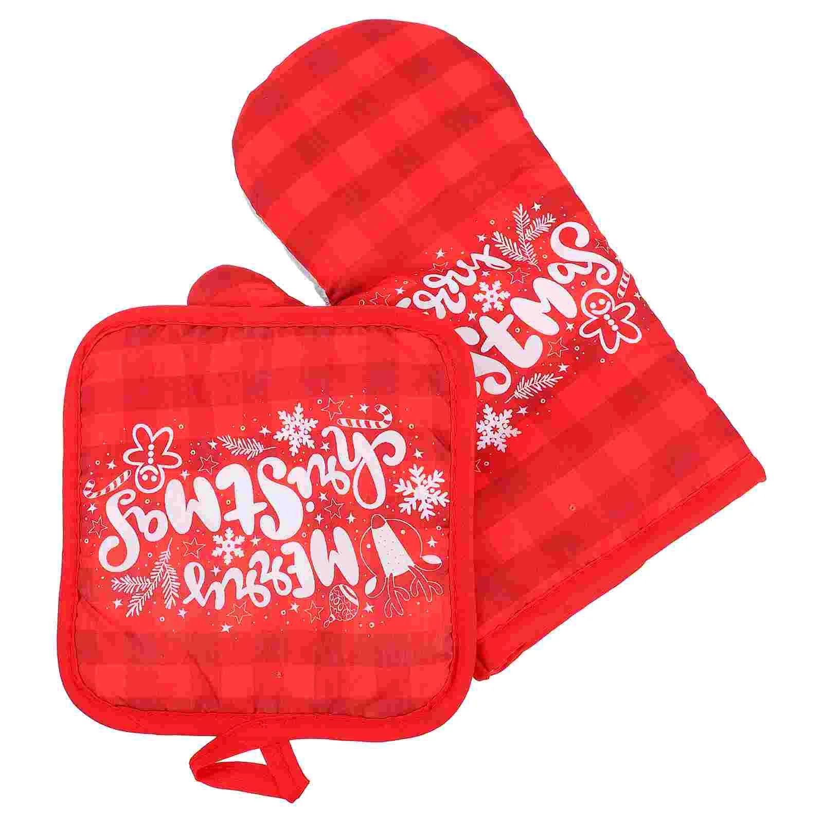 

Oven Glove Kitchen Pot Holders Resisting Heat Tablemitt Smoker Set Mitts Chrismas Pad Hot Cotton Holder Christmas Protector