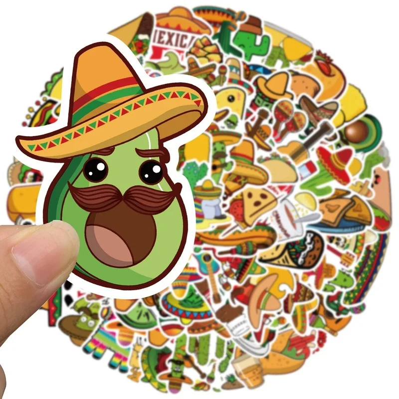 

100PCS Mexican Style Food Graffiti Waterproof Sticker Suitcase Notebook Refrigerator Stationery Box WaterCupHelmetWholesale Cute