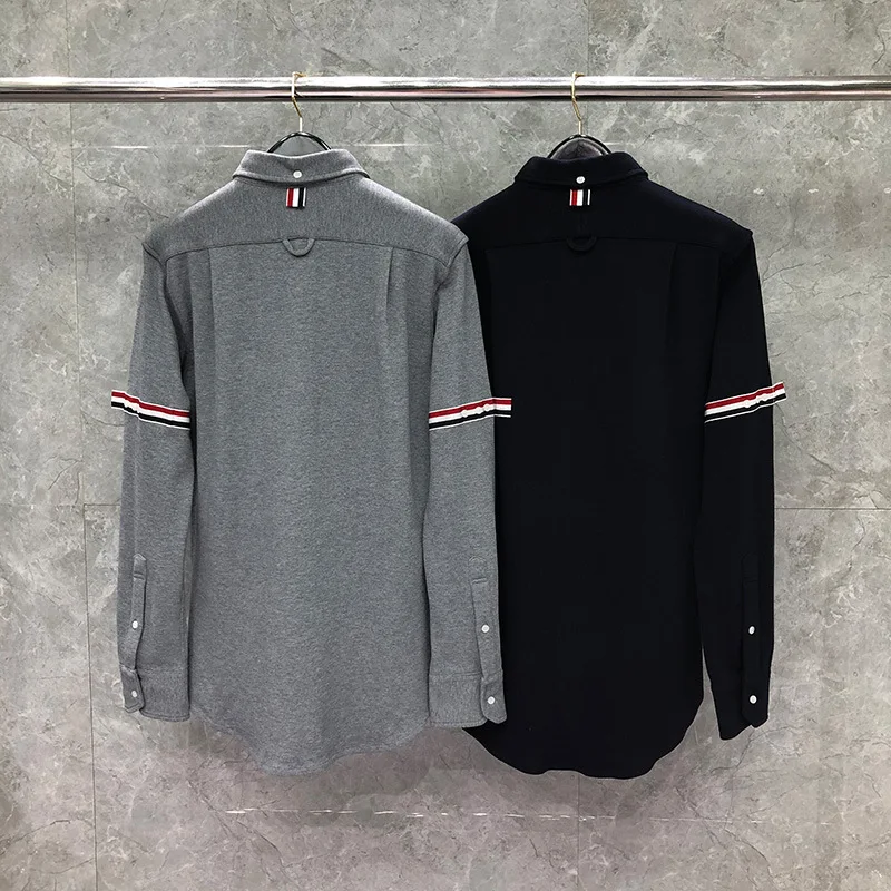 Men's Shirt New Buttons Stripe Shirts Men Slim Losng Sleeve Casual Shirt Spring Autumn Cotton Solid Spring Men's Clothing