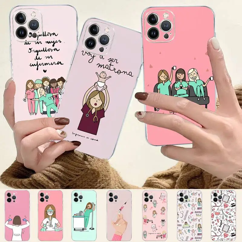 

Cartoon Medicine Doctor Nurse Phone Case For iPhone 14 13 12 Mini 11 Pro XS Max X XR SE 6 7 8 Plus Soft Silicone Cover