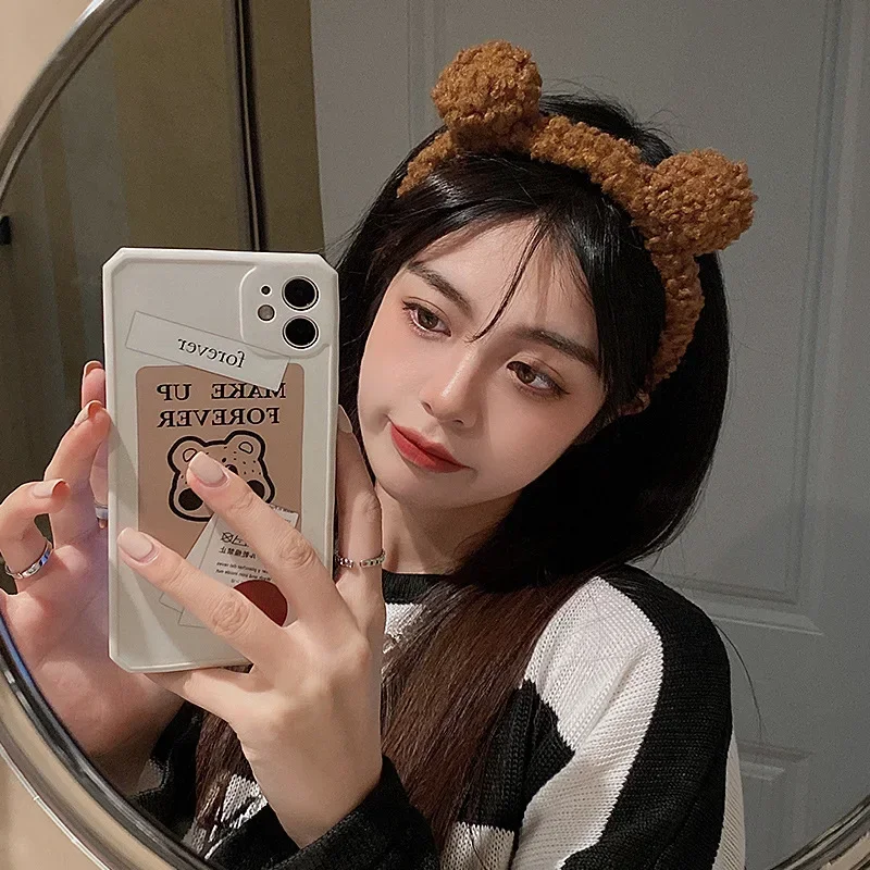 Милый плюшевый обруч для волос с маленькими медвежьими ушками мультяшный женщин