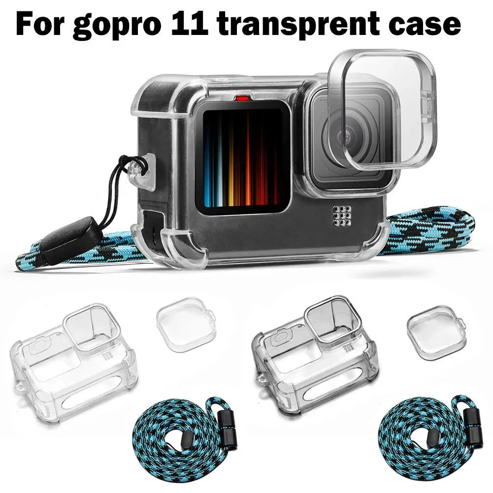 

For Gopro Hero 10 11 Black Accessories Case Protective White Housing TPU Shell Protector + Lens Cap Strap For Go Pro Hero11