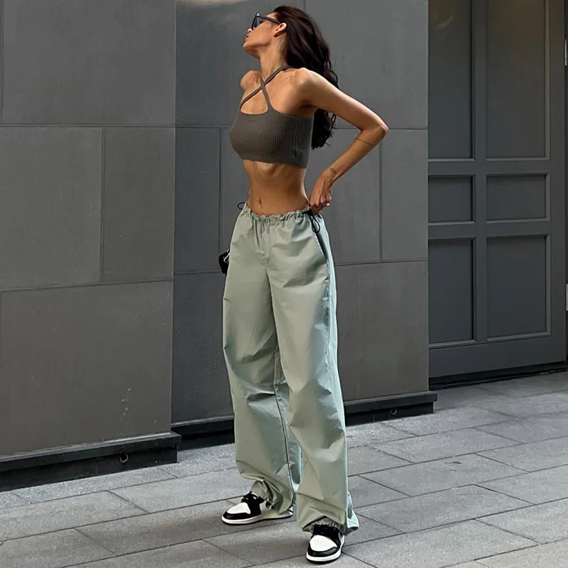 

Брюки-карго Y2K женские свободные, джоггеры с заниженной талией, Повседневная Уличная одежда, мешковатые спортивные штаны с широкими штанинами в готическом стиле