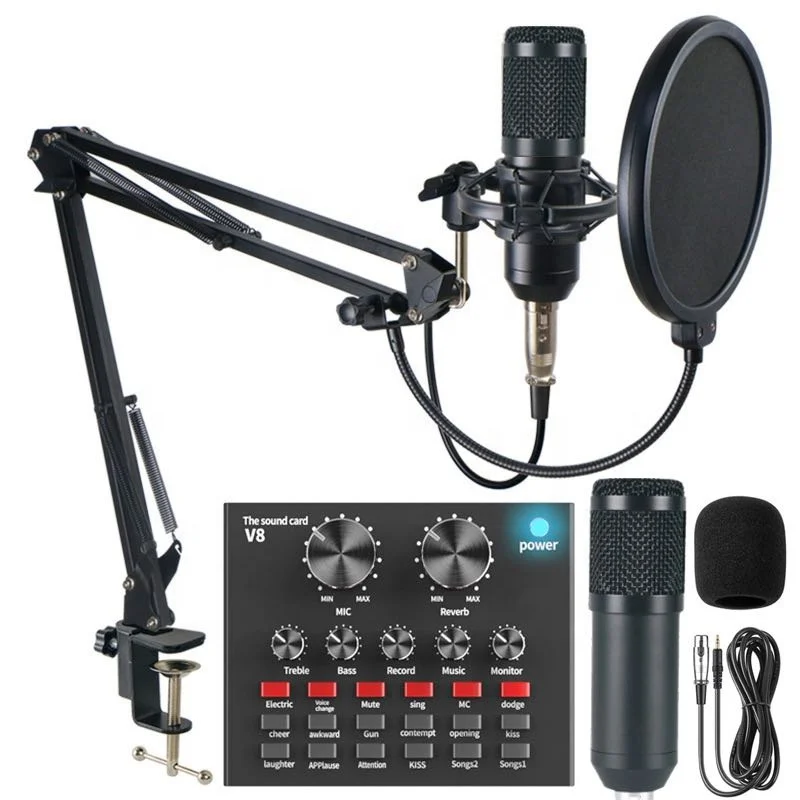 

Professional Studio Audio Interface Recording External Live bm-800 Karaoke mic V8 Sound Card For Condenser Microphone