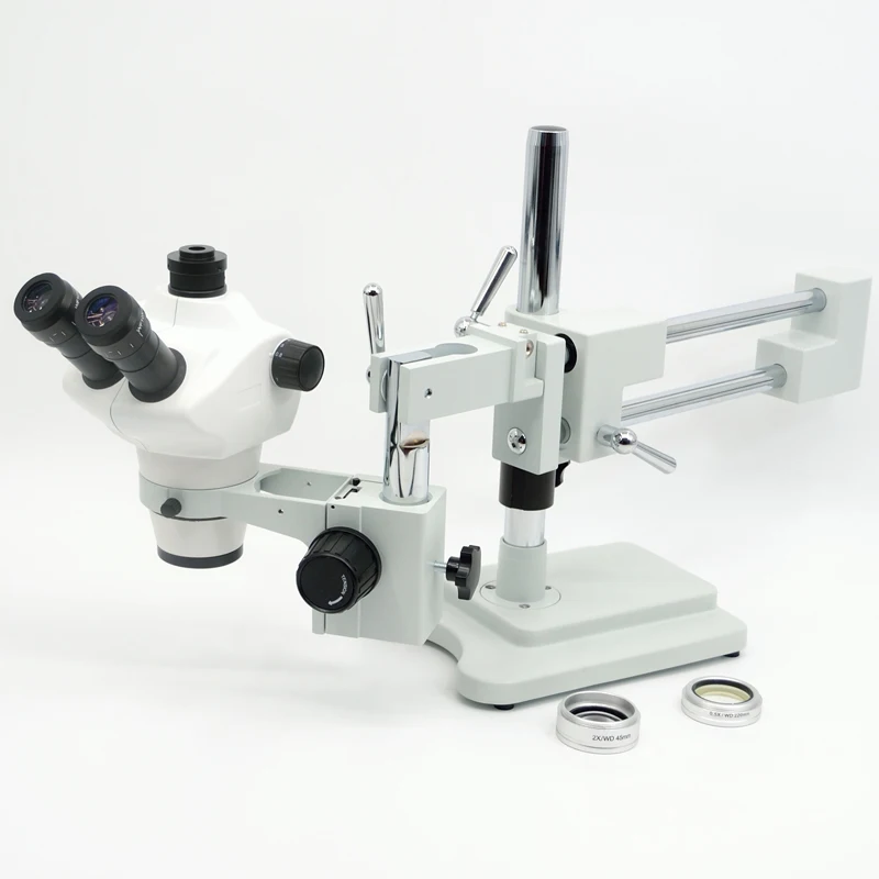 

FYSCOPE 4X-100X ! DOUBLE BOOM STAND BINOCULAR HEAD STEREO ZOOM MICROSCOPE+64LED