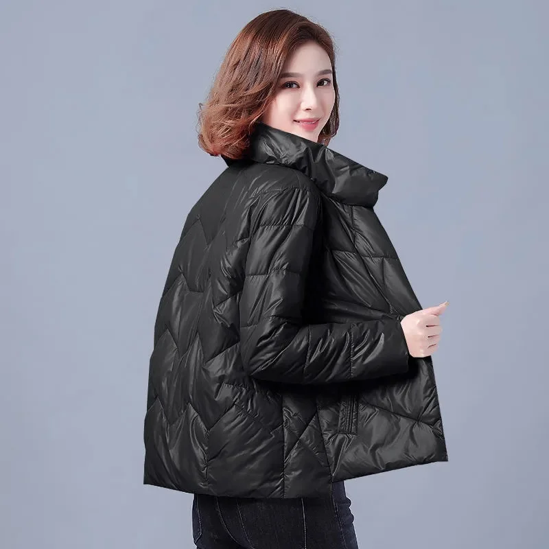 

2022 New Women's Parka Winter Jacket Long Sleeves Short Thick Warm Cotton Padded Jackets Parkas Woman Candy Color Winter Coat
