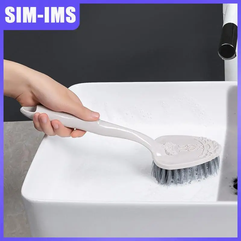 

Triangular Bristle Brush Head Simple Cleaning Brush Suspensable Long Handle Tile Cleaning Brush Multifunctional Durable White
