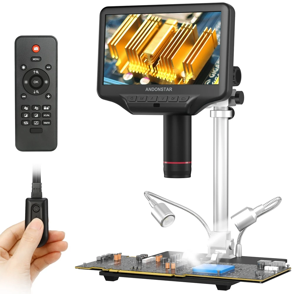 

Original Andonstar AD407 Pro 7 Inch 270X HDMI Digital Microscope,Upgraded 12.5 inch Metal Stand for PCB/SMD Soldering Tools