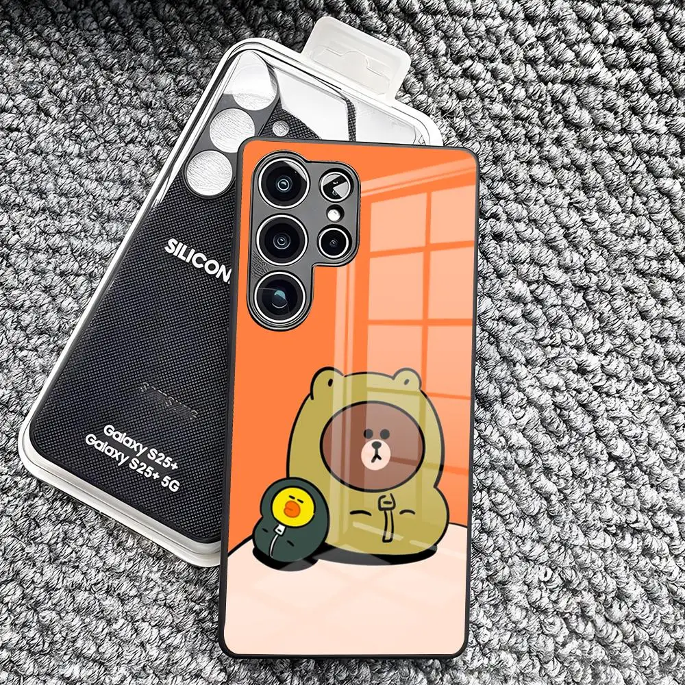 Фото Чехол для телефона B-BrownS Bear C-ConyS для Samsung S26 Ultra S25 Edge Ultra S23 S22 S21 Ultra Plus S24 Fe A57 A37, стеклянная крышка №4
