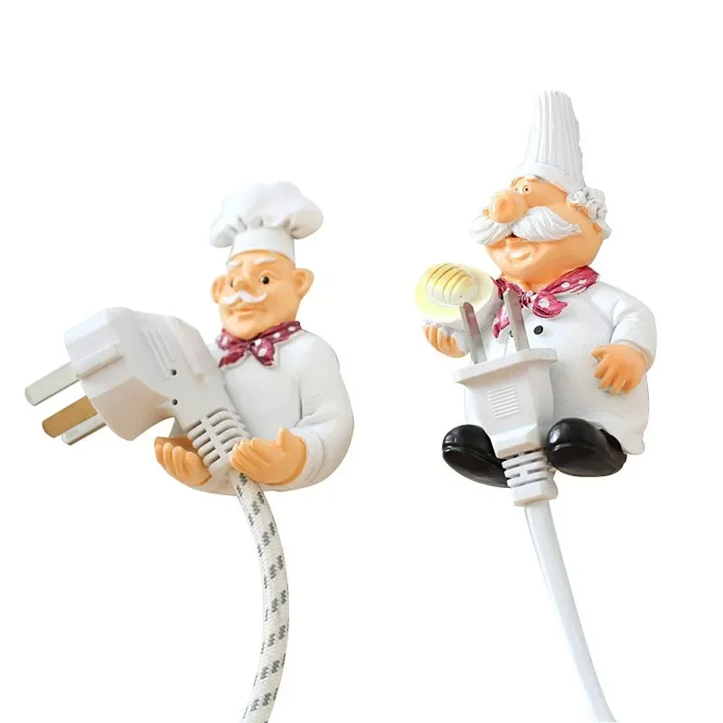 

NEW2023 Creative Lovely Cartoon Chef Strong Storage Rack Hook Plug Finishing Bracket Wall Decor Plug Holder Wall Hanger Kitchen
