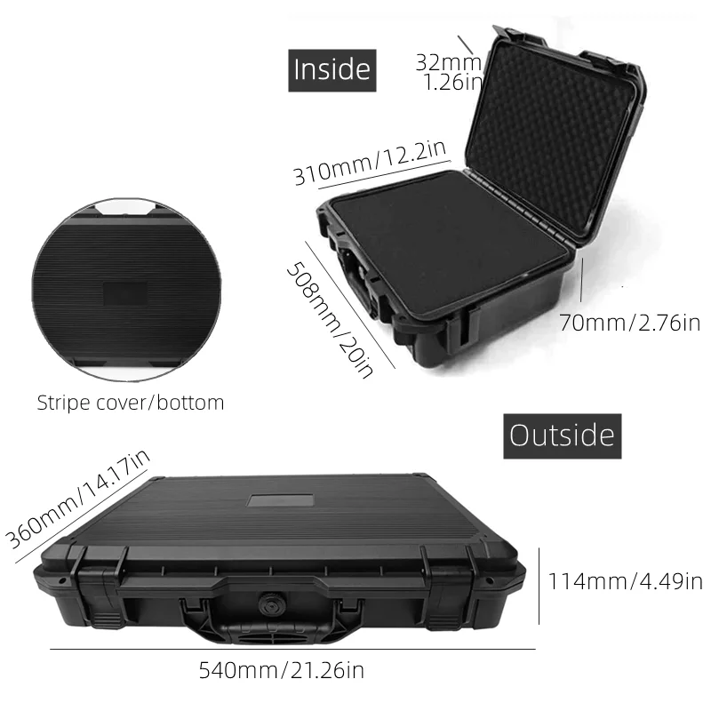 ToolBox Safety Equipment Instrument Case Portable Dry Tool Box Notebook Storage Box Outdoor Tool Case with pre-cut foam