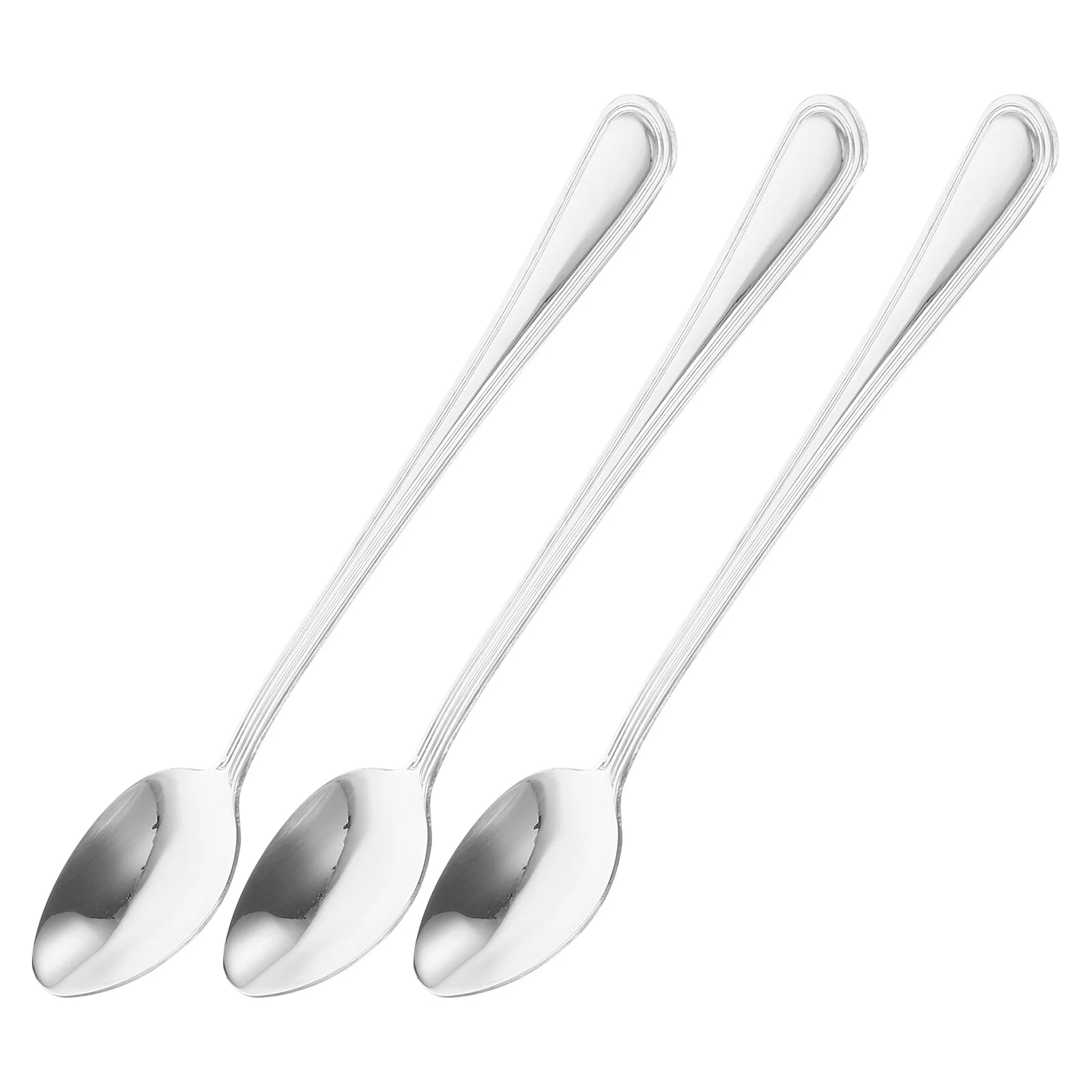 

3 Pcs Stainless Steel Serving Spoons Mixing Household Coffee Delicate Fine 20X2CM Home Ice Cream Beverage Silver Hotel
