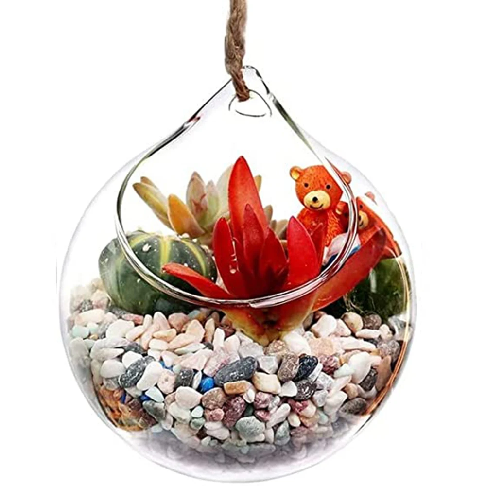 Promotion - 5/Pack, Home DIY 80mm (3.15inch) Glass Hooked Flower Pot Plant Holder Air Planting Incline Opening Vase Ball