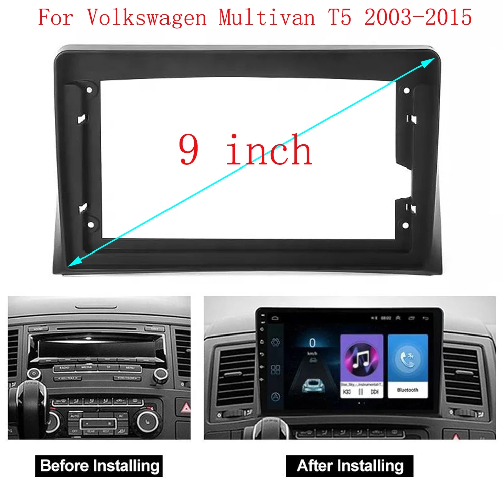 

Автомобильные аксессуары рама для Volkswagen Multivan T5 2003-2015 9 дюймов Рама Android 2Din MP5 плеер стерео панель