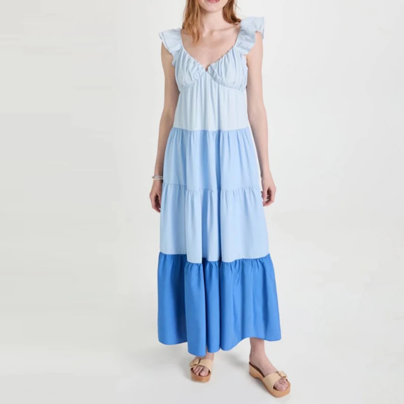 

Для отпуска, в богемном стиле, длинные платья в стиле пэчворк для женщин 2022, женское летнее элегантное Плиссированное Платье макси с V-образн...