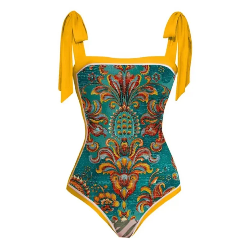 2023 New Vintage Swimsuit Women Bowknot Swimwear Brazilian Floral Print Holiday Designer Bathing Suit Beach Cover Up Summer