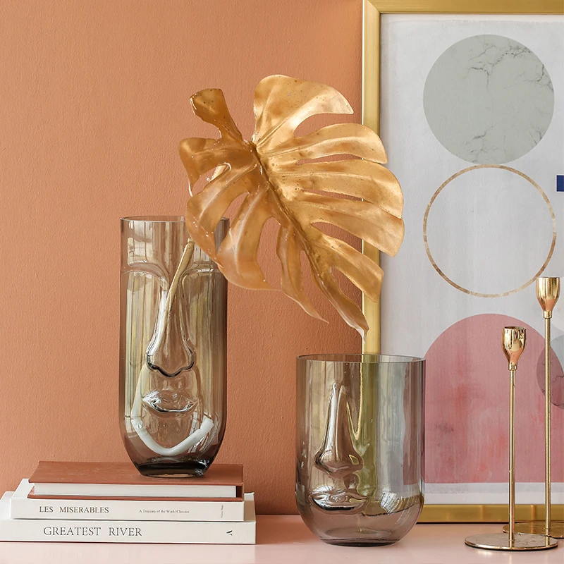 

Nordic Creative Face Glass Vase Transparent Vases for Decoration Living Room Decor Flower Vase Table Decoration Accessories Gift