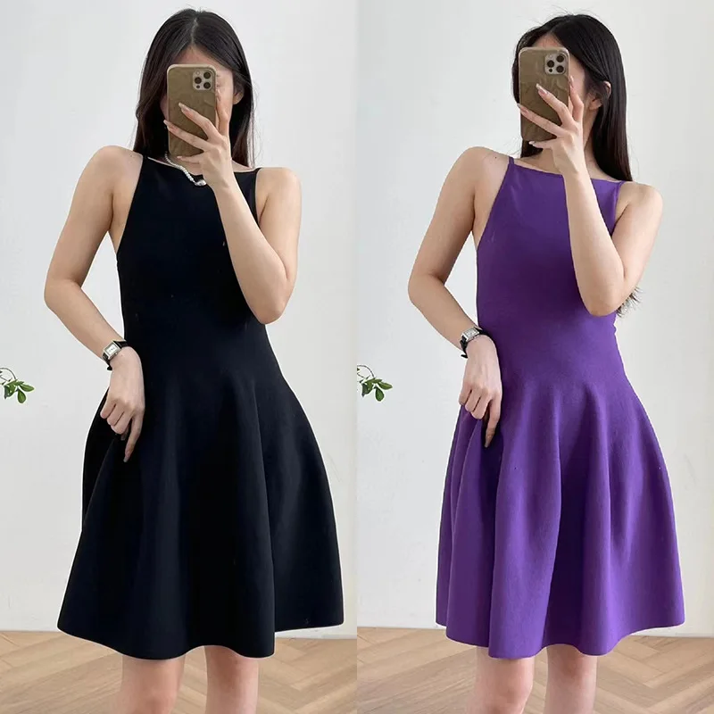 

2023 Spring and Summer New Dress Women Slim Square Neck Sling Dress