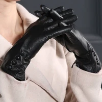 new womens gloves sheepskin leather gloves winter fur warm fashion soft ladies mittens driving high quality gloves for women