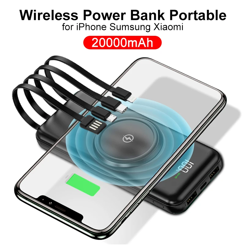 

Внешний аккумулятор с 4 USB-портами, 20000 мАч