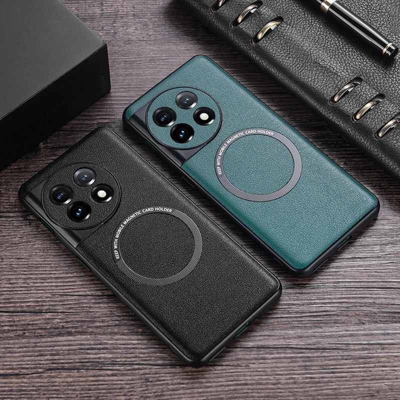 

Для беспроводного телефона, Кожаный противоударный Магнитный чехол Oneplus Pro для зарядки Oneplus11 Magsafe 10 Nord для Ace2