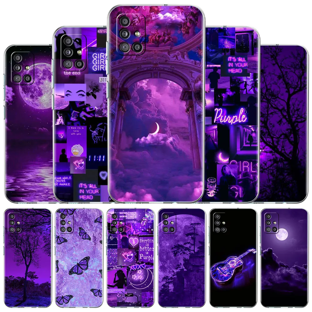 

Soft Case for Samsung Galaxy A52 4G 5G A51 A12 A32 A21s A22 A31 A50 A71 A53 A23 A13 A72 A41 A20e funda Purple Aesthetic Art