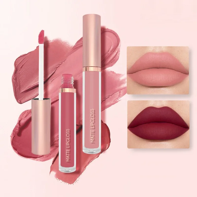 

3-piece Nude Lipgloss Set Non-stick Cup Non-fading Lip-gloss Velvet Mist Lip Glaze Makeup for Women Wholesale